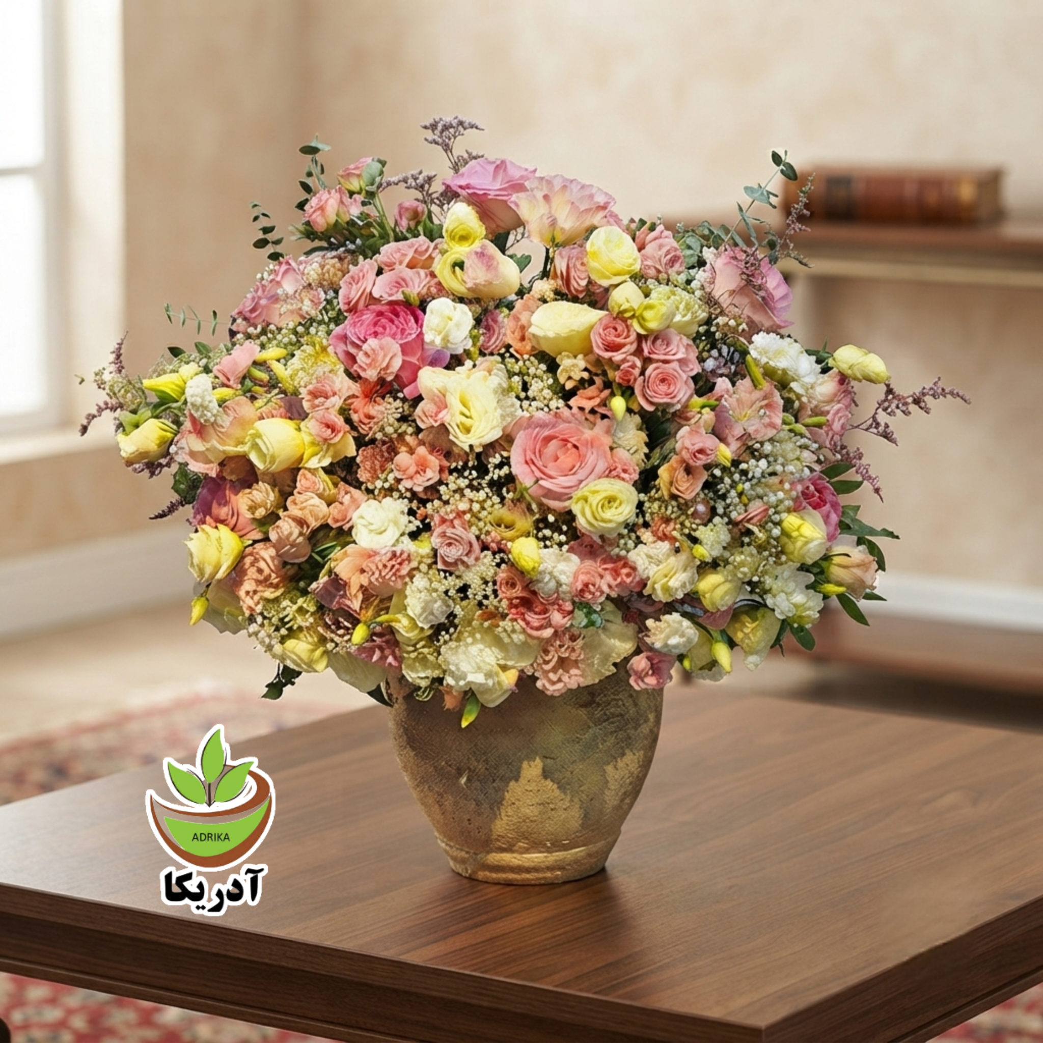 دسته گلطبیععی به همراه گلدان سفالی پتینه