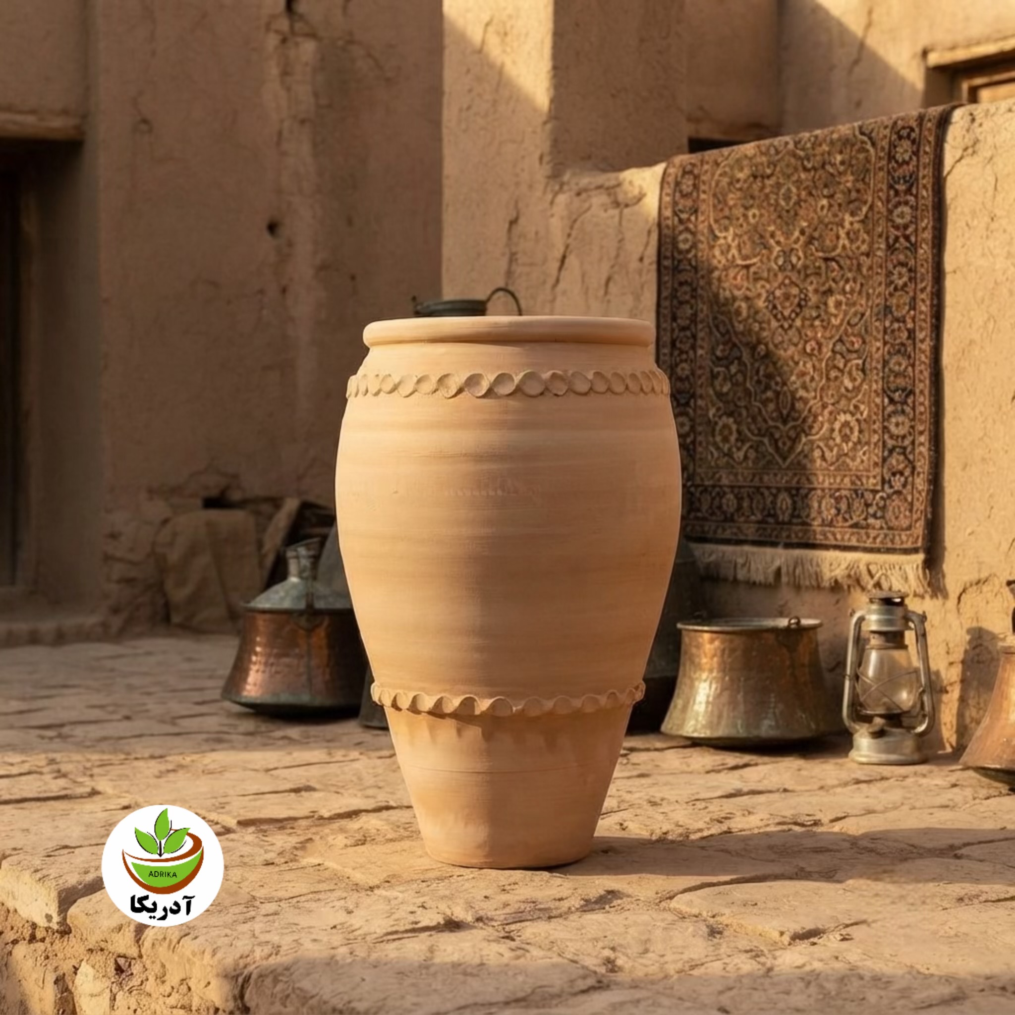 کوزه خمره گلدان سفالی خام ارتفاع 60 عرض 33 دهنه 27