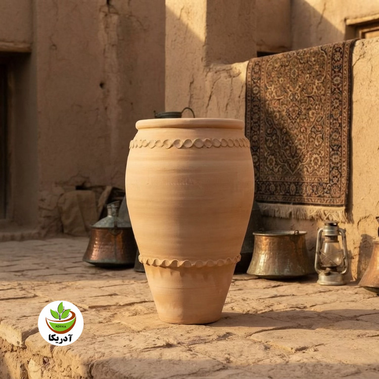 کوزه خمره گلدان سفالی خام ارتفاع 60 عرض 33 دهنه 27