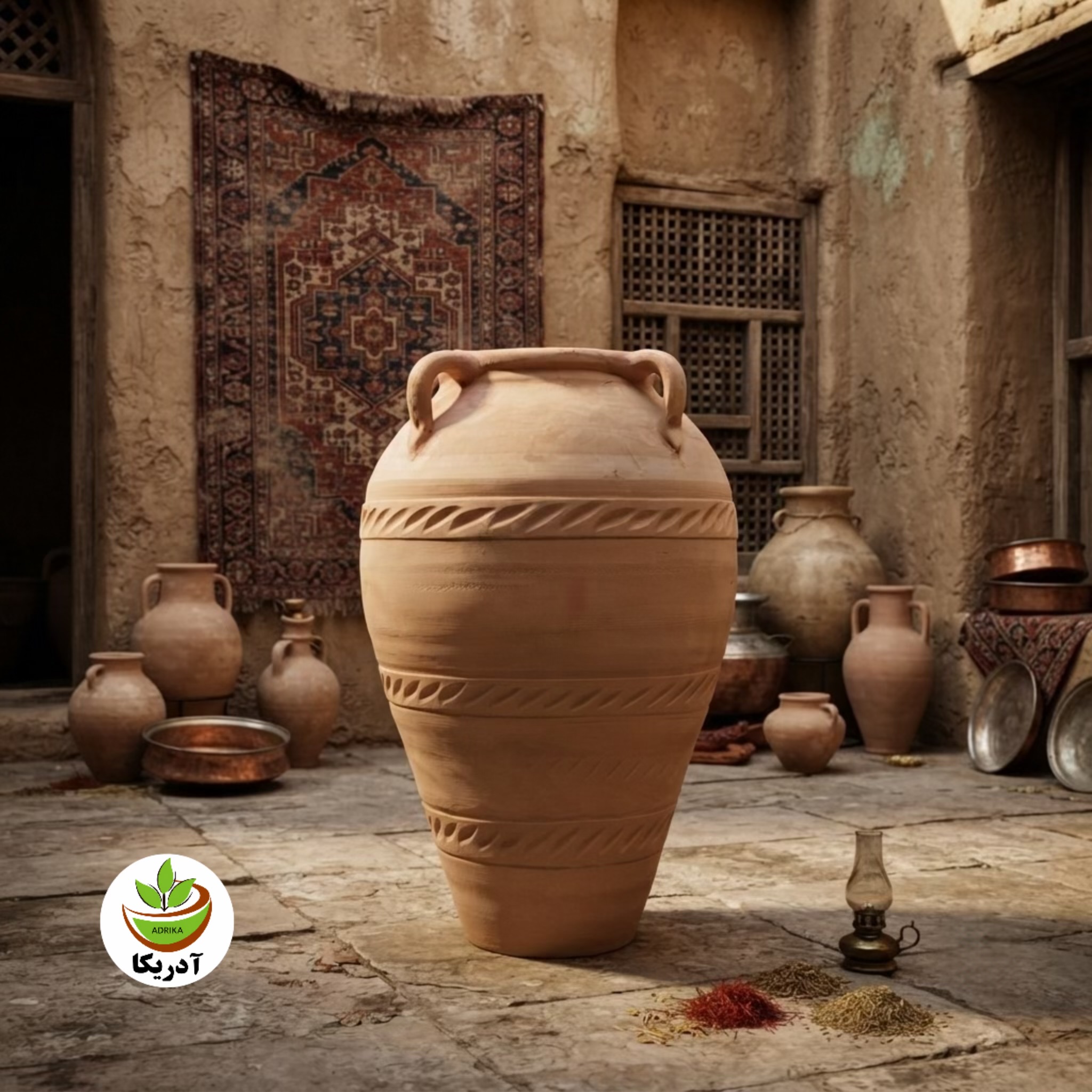 کوزه خمره گلدان سفالی خام ارتفاع 60 عرض 33 دهنه 25