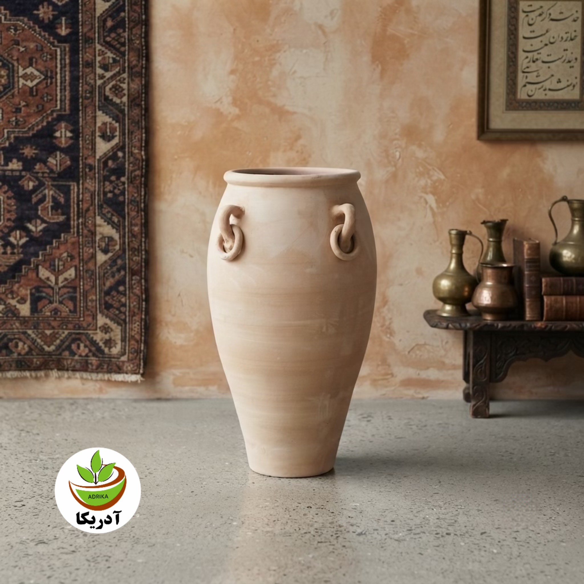 کوزه خمره گلدان سفالی خام ارتفاع  80 عرض 45 دهنه 30