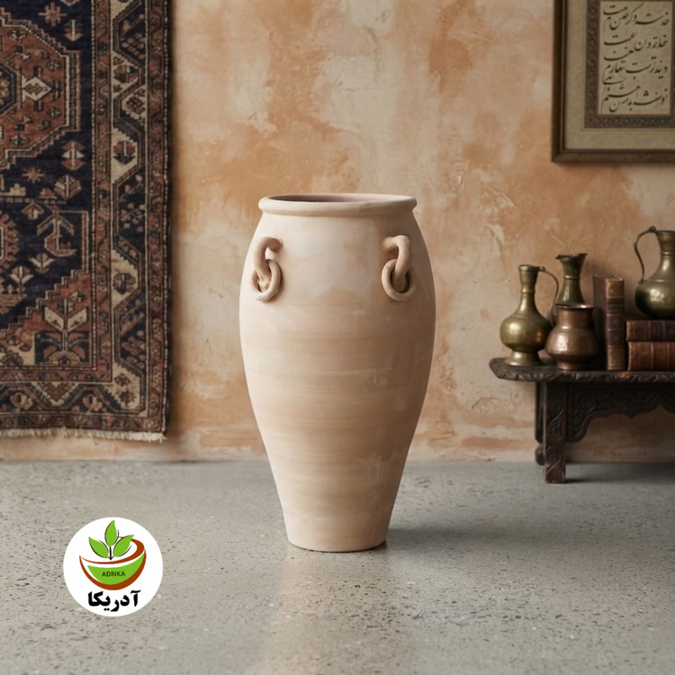 کوزه خمره گلدان سفالی خام ارتفاع 80 عرض 45 دهنه 30