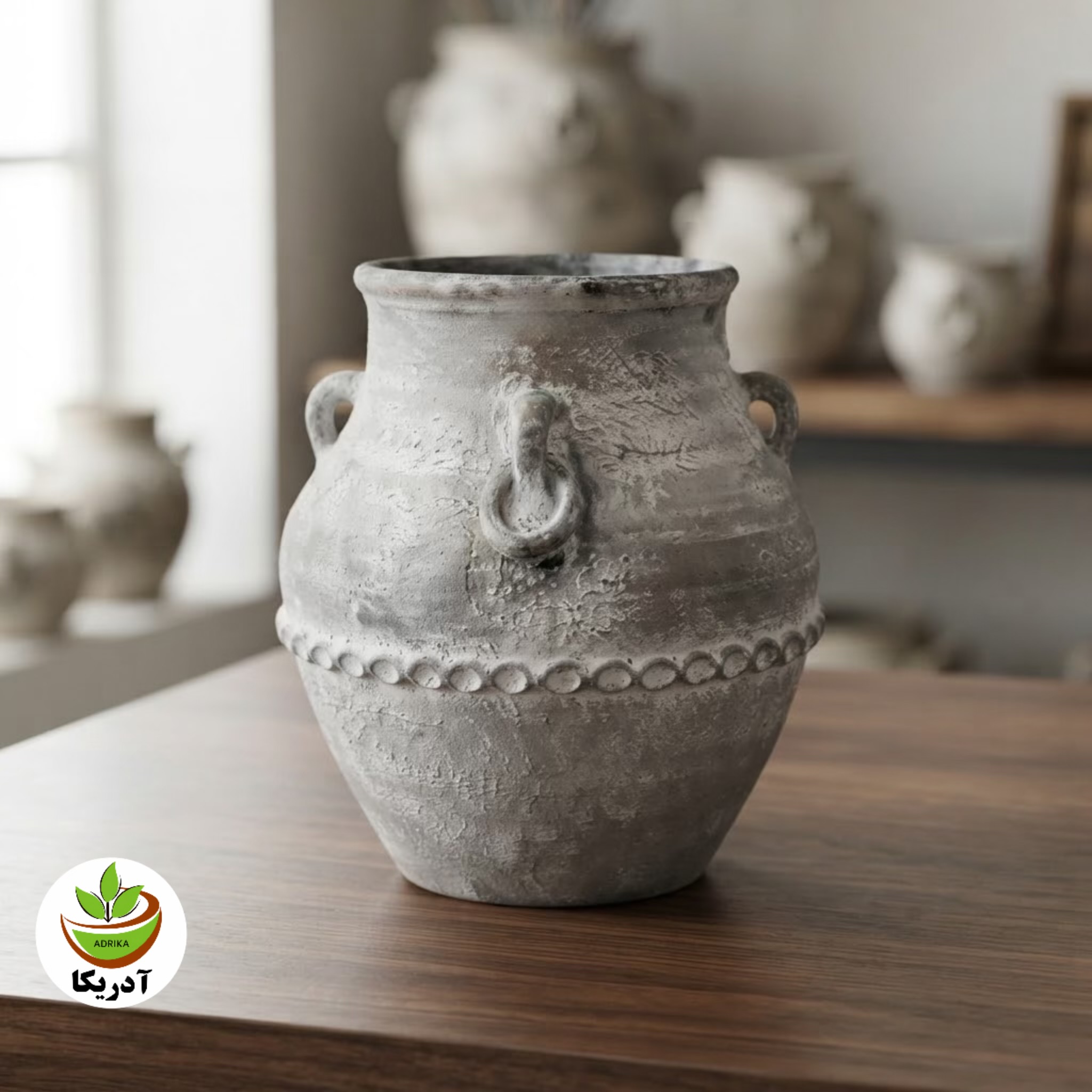 گلدان سفالی پتینه کاری 30 سانتی