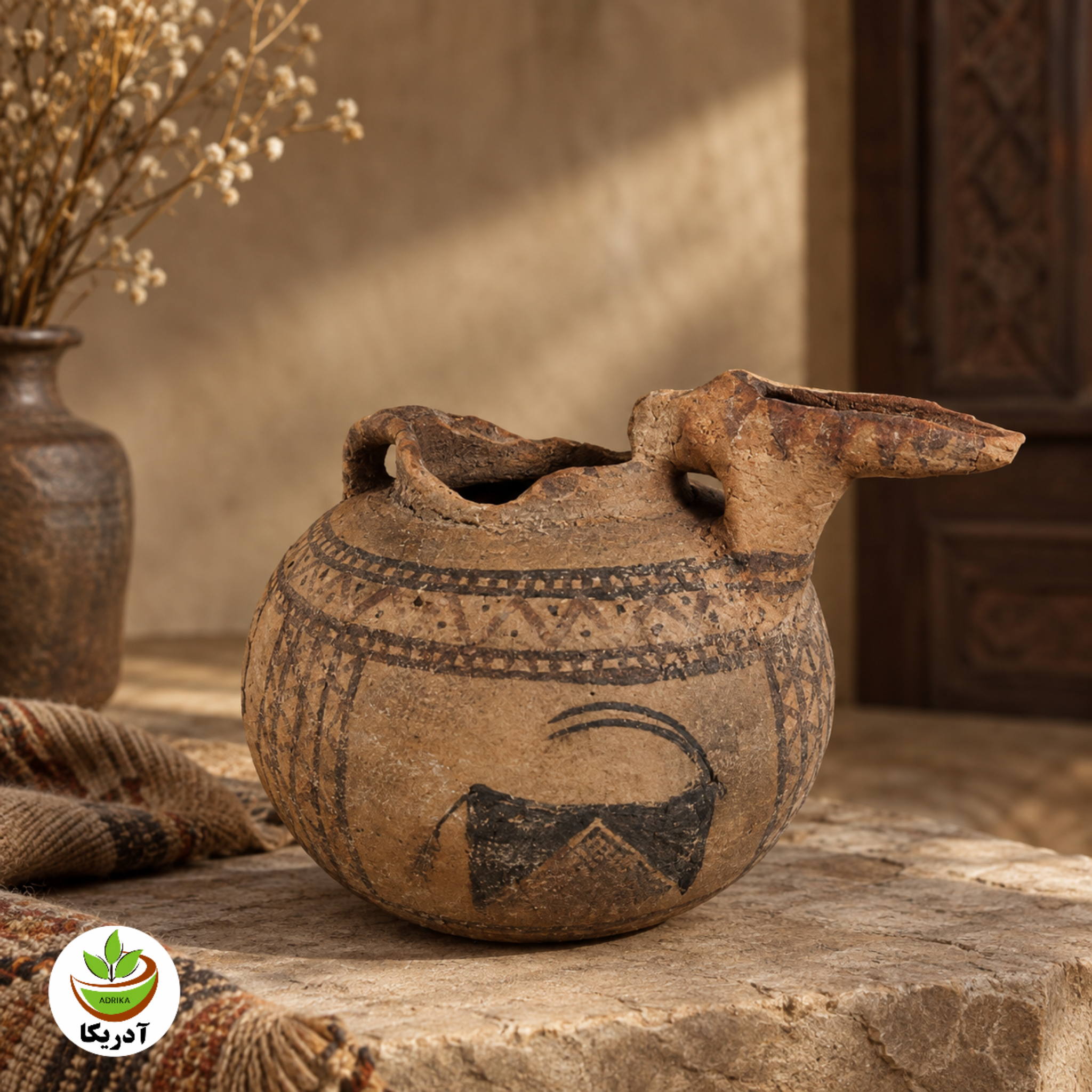 پی سوز سفالی باستانی زیر خاکی کلکسیونی