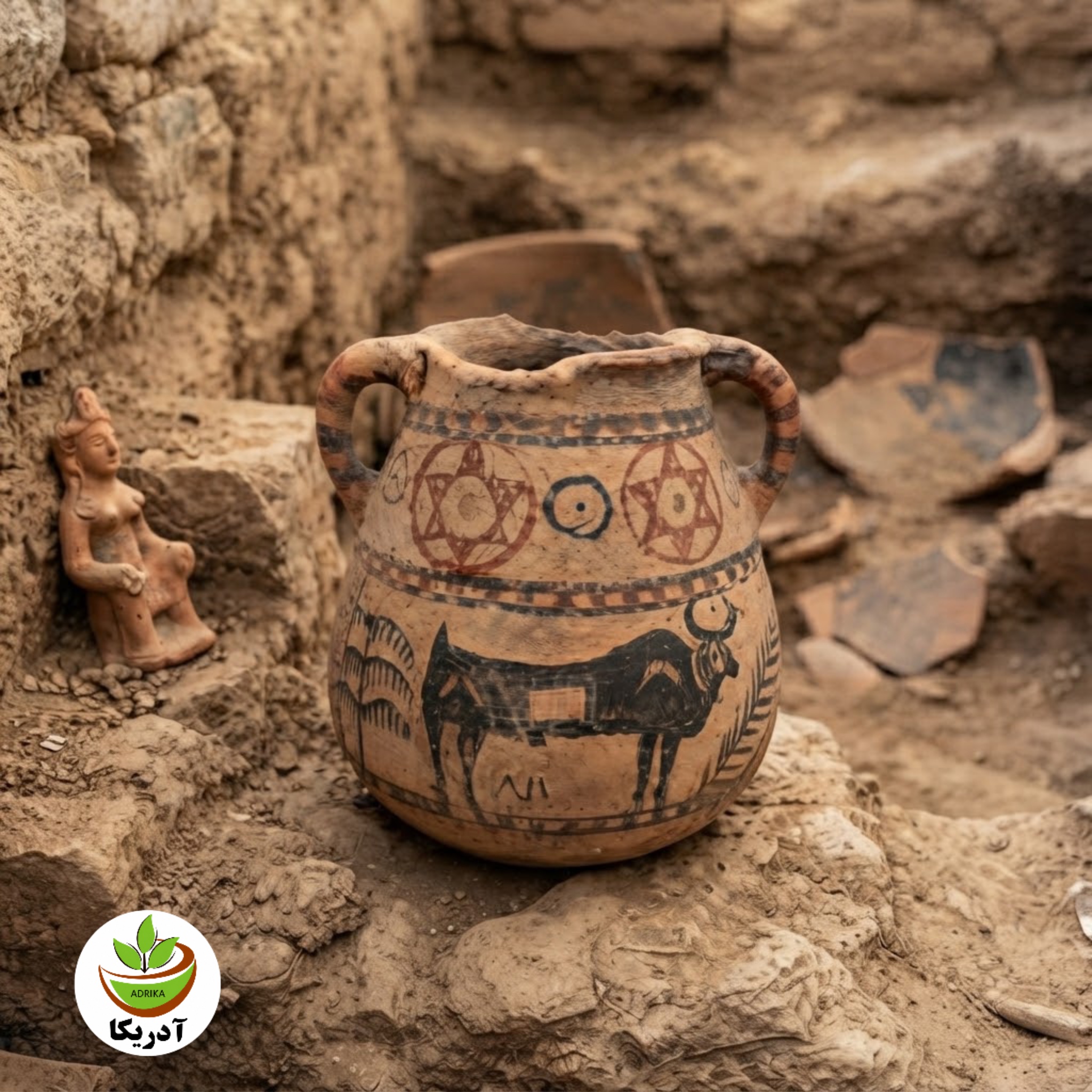 ظرف سفالینه کلکسیونی باستانی زیر خاکی